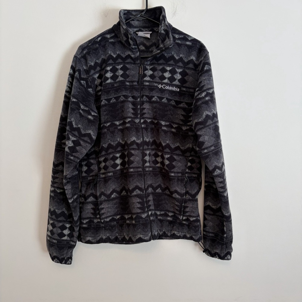 Columbia M Southwestern Printed Fleece Full Zip Jacket Gray Geometric‎ Outdoor